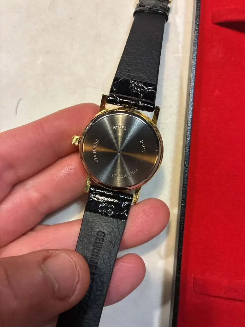 Vintage Canada Dry Promotional Quartz Wristwatch with Black Dial and Genuine Lea